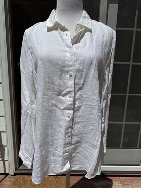 J.Crew NWT 100% Linen Button Down Shirt White Size Large